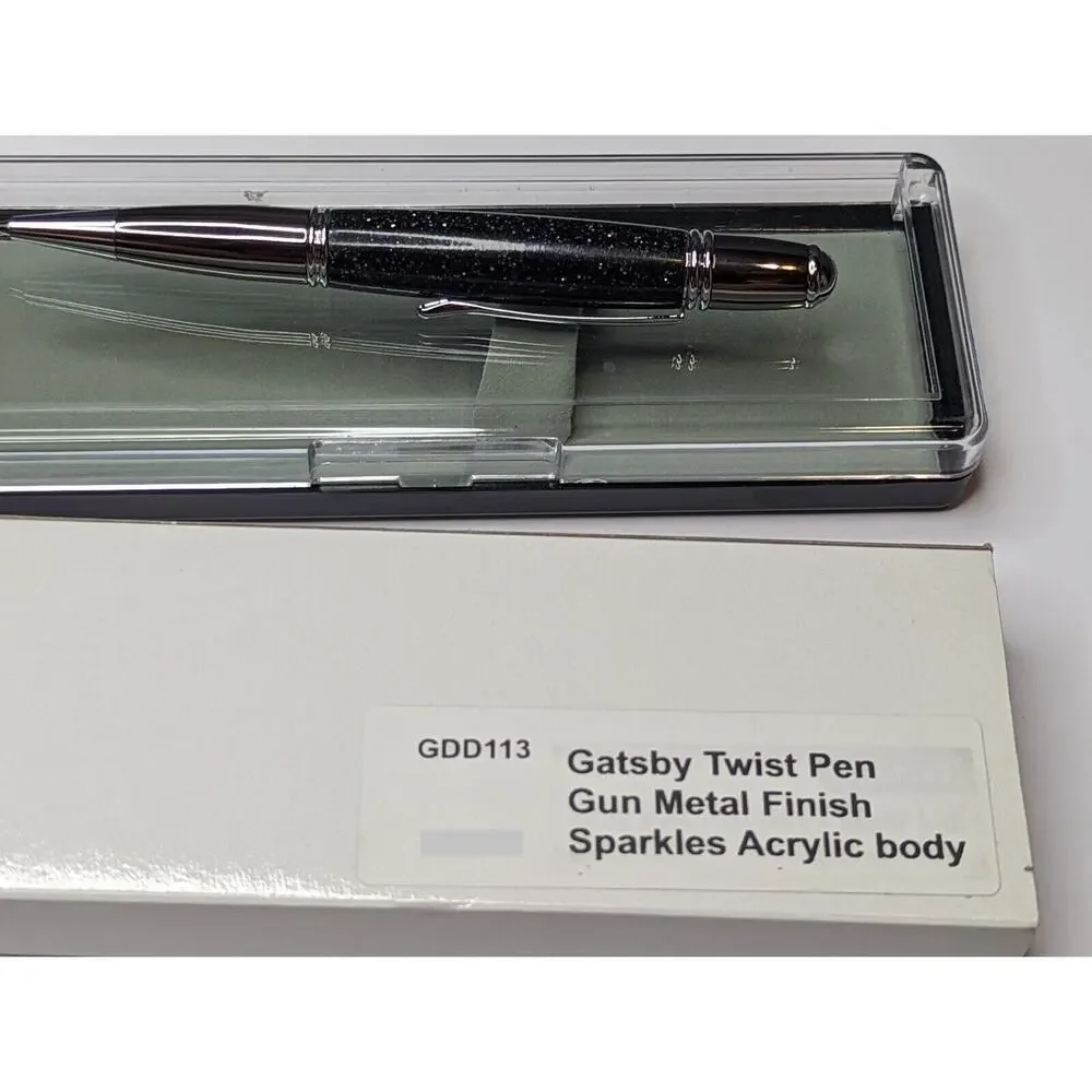 Gatsby Twist Pen Gun Metal Finish Sparkles Acrylic‎ Body Hand Turned Pen